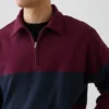 Schwerer, übergroßer Pullover mit Streifenmuster und halbem Reißverschluss