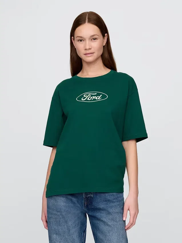 Schweres Ford-Crop-T-Shirt mit Aufdruck