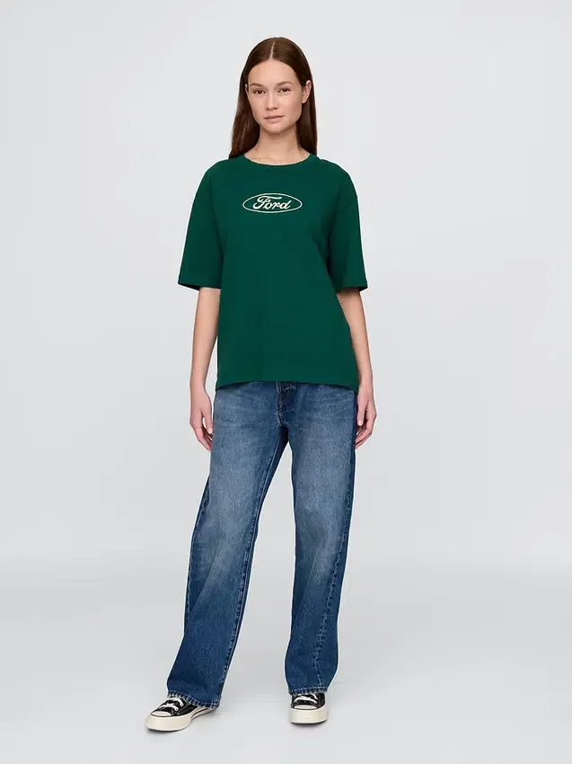 Schweres Ford-Crop-T-Shirt mit Aufdruck
