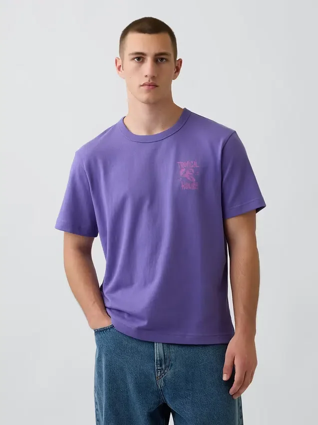 Schweres, locker sitzendes T-Shirt mit Aufdruck
