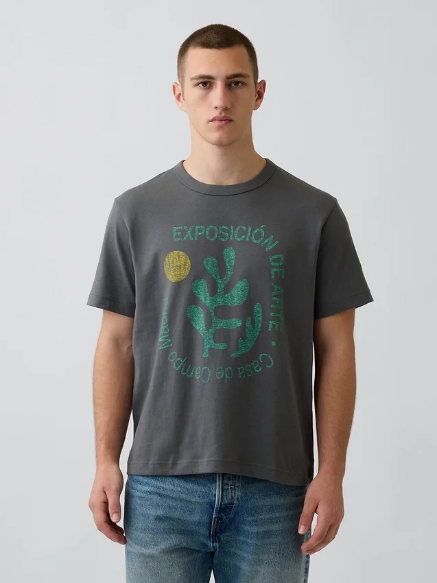 Schweres, locker sitzendes T-Shirt mit Aufdruck