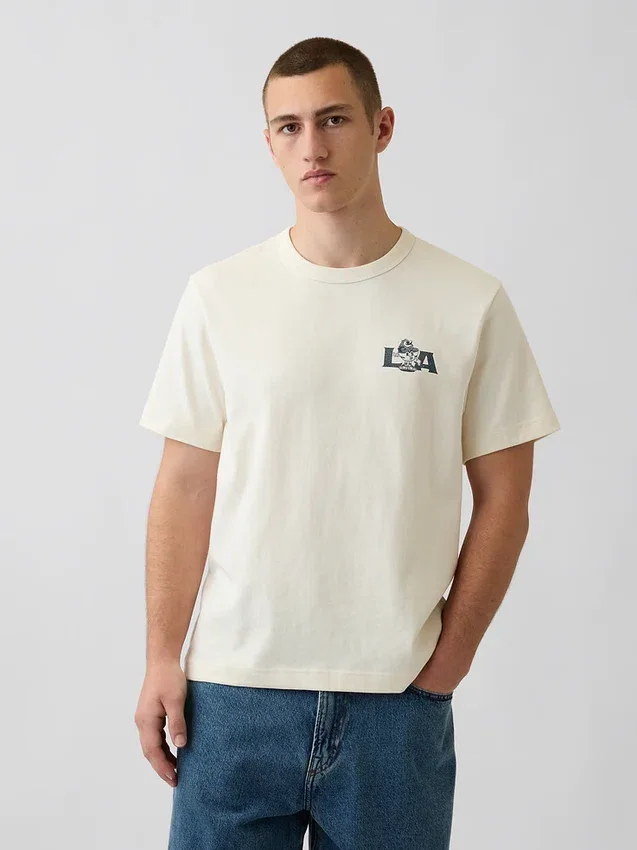 Schweres, locker sitzendes T-Shirt mit Aufdruck