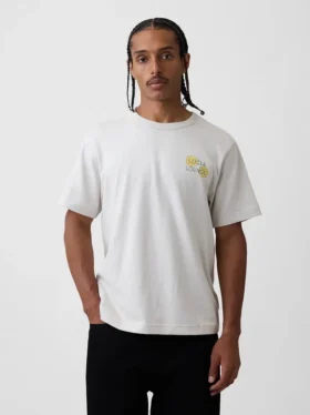 Schweres, locker sitzendes T-Shirt mit Aufdruck