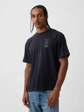 Schweres, locker sitzendes T-Shirt mit Aufdruck