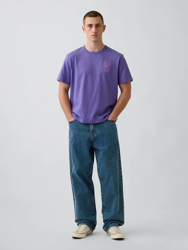 Schweres, locker sitzendes T-Shirt mit Aufdruck