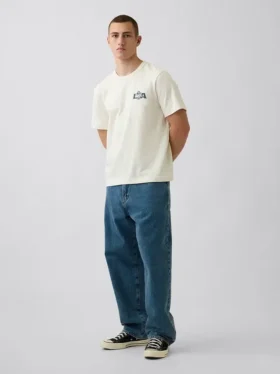 Schweres, locker sitzendes T-Shirt mit Aufdruck