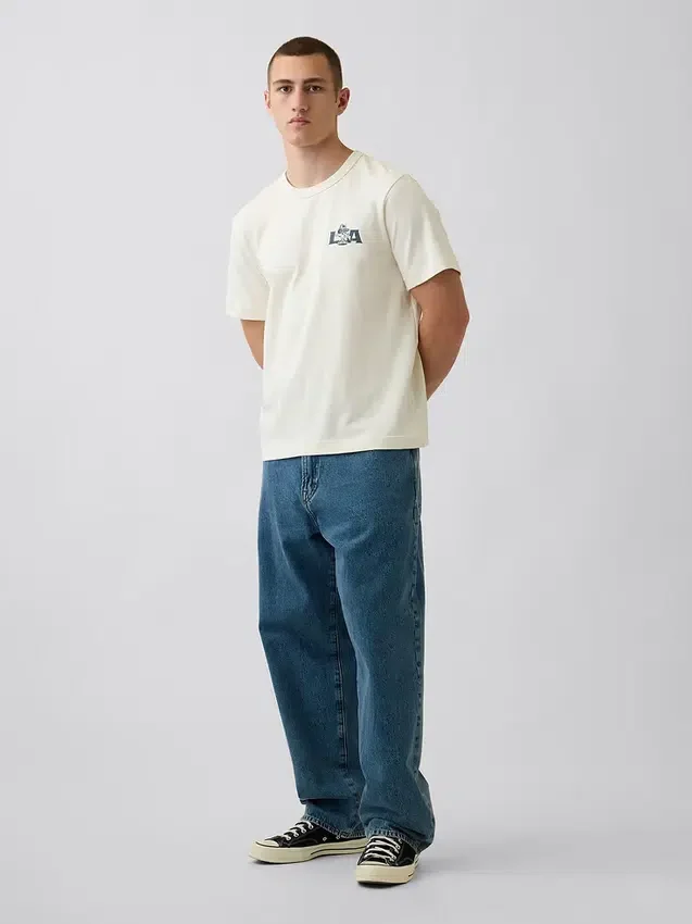 Schweres, locker sitzendes T-Shirt mit Aufdruck