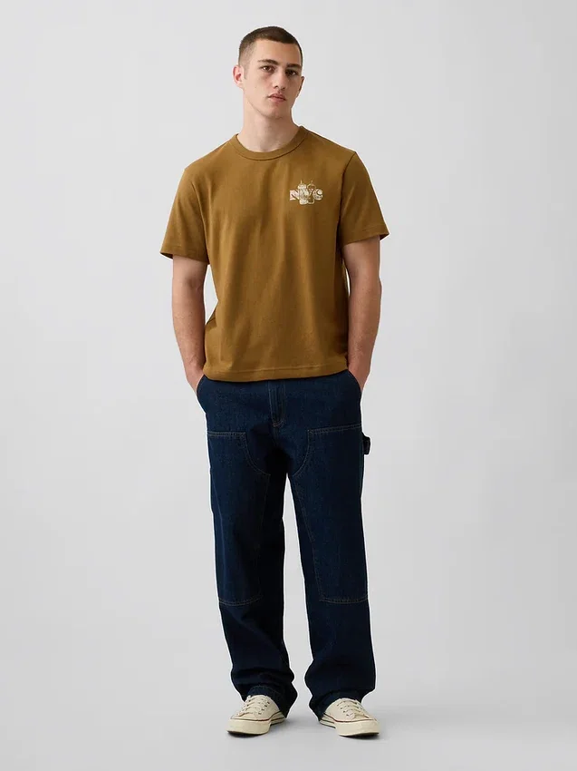 Schweres, locker sitzendes T-Shirt mit Aufdruck