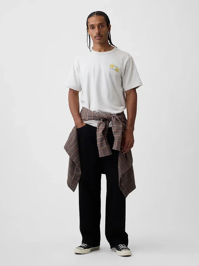 Schweres, locker sitzendes T-Shirt mit Aufdruck