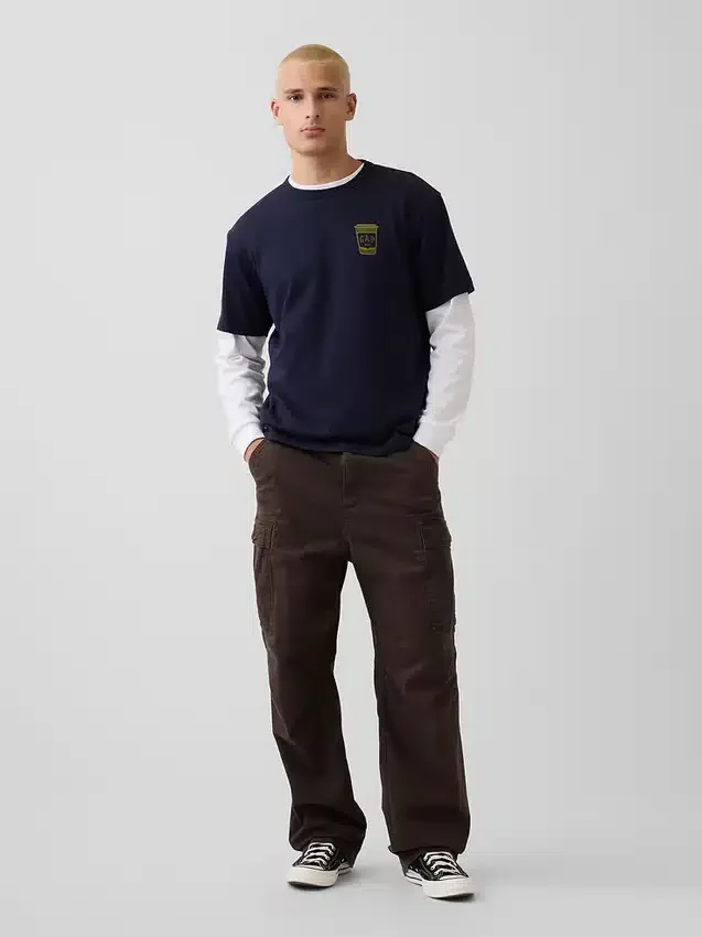 Schweres, locker sitzendes T-Shirt mit Aufdruck