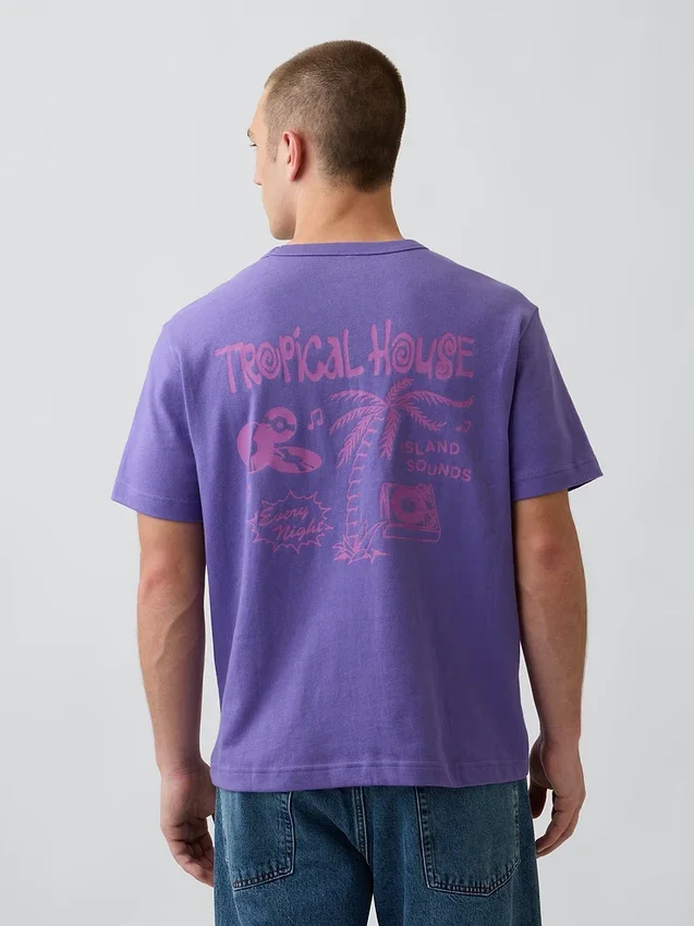 Schweres, locker sitzendes T-Shirt mit Aufdruck