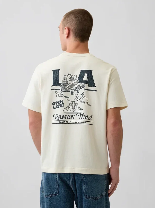 Schweres, locker sitzendes T-Shirt mit Aufdruck