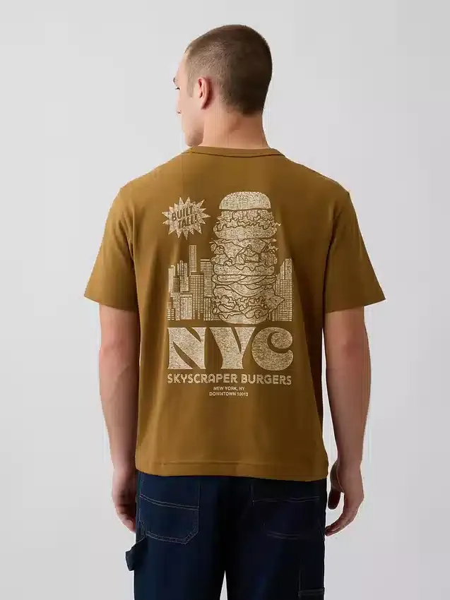 Schweres, locker sitzendes T-Shirt mit Aufdruck