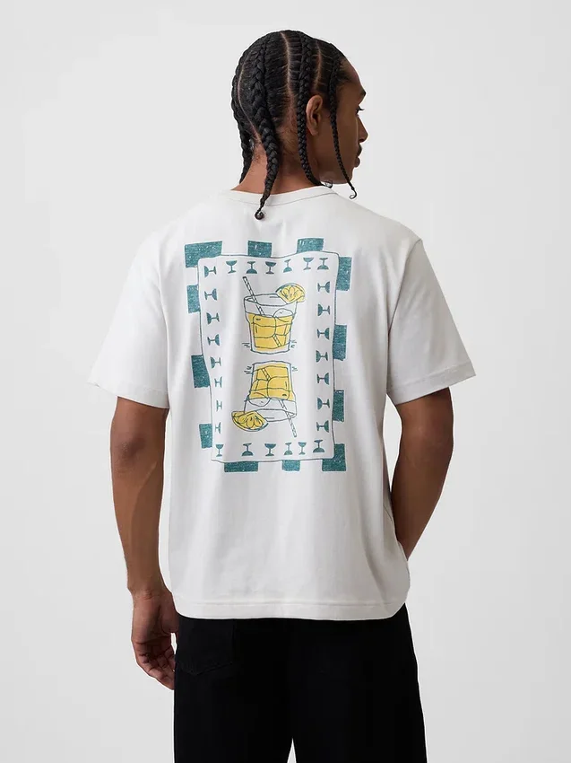 Schweres, locker sitzendes T-Shirt mit Aufdruck