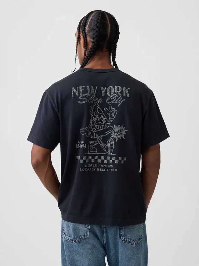 Schweres, locker sitzendes T-Shirt mit Aufdruck