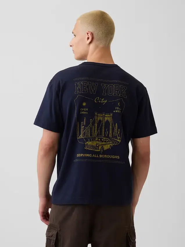 Schweres, locker sitzendes T-Shirt mit Aufdruck
