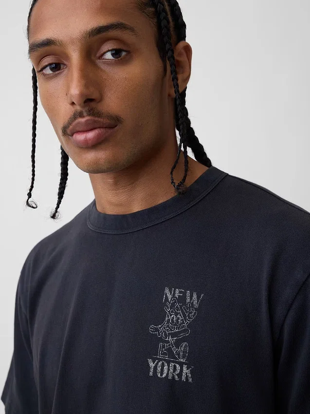 Schweres, locker sitzendes T-Shirt mit Aufdruck