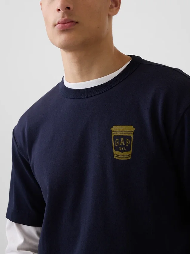 Schweres, locker sitzendes T-Shirt mit Aufdruck