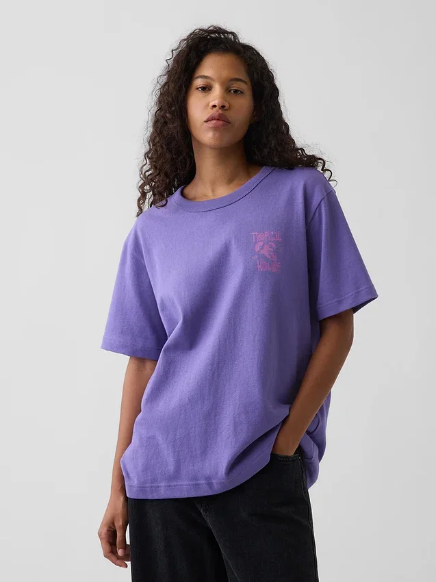 Schweres, locker sitzendes T-Shirt mit Aufdruck