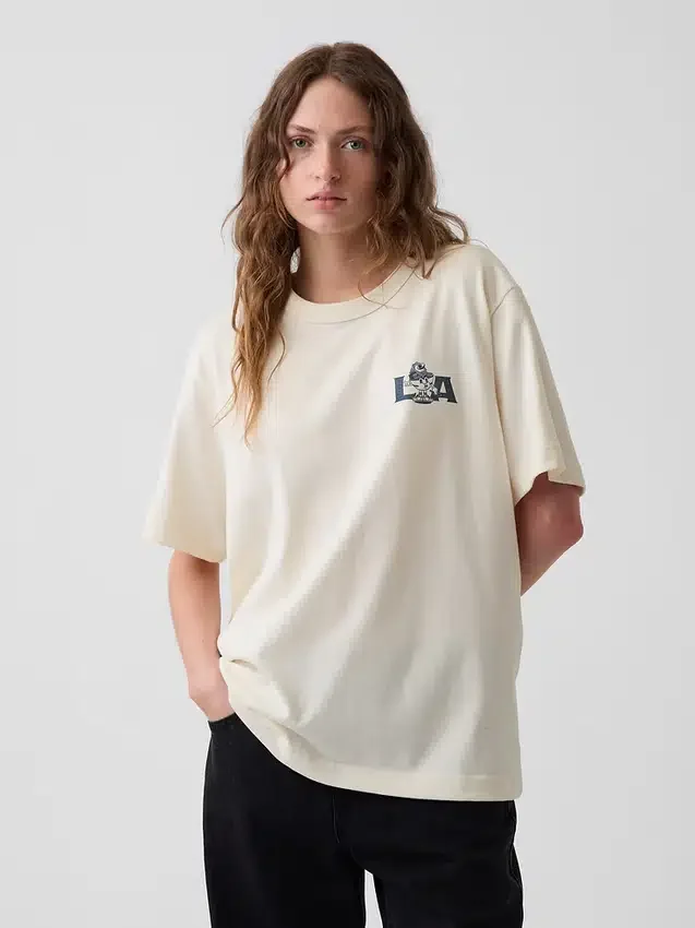 Schweres, locker sitzendes T-Shirt mit Aufdruck