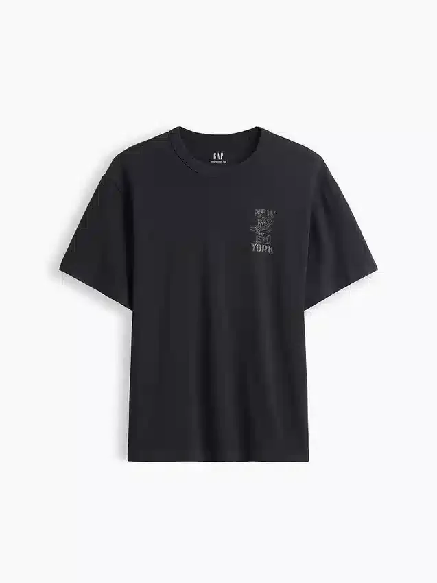 Schweres, locker sitzendes T-Shirt mit Aufdruck