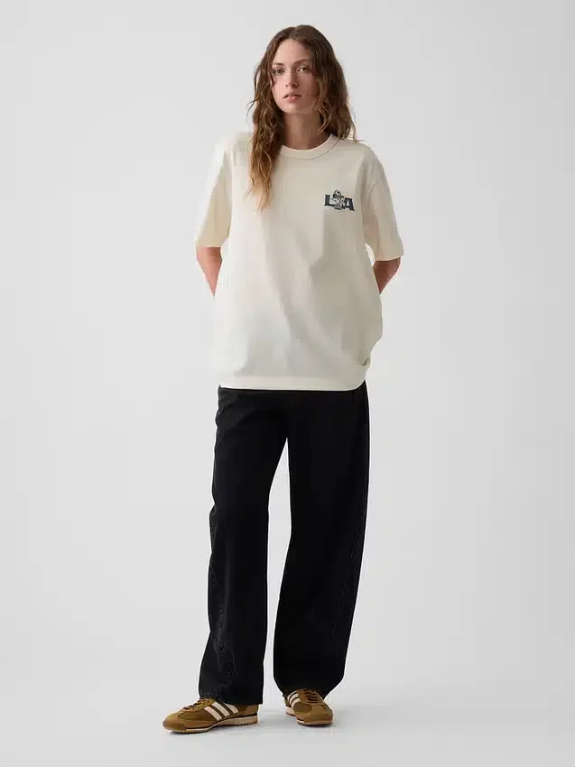 Schweres, locker sitzendes T-Shirt mit Aufdruck
