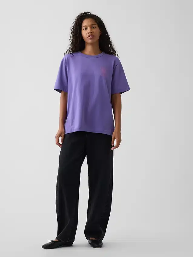 Schweres, locker sitzendes T-Shirt mit Aufdruck