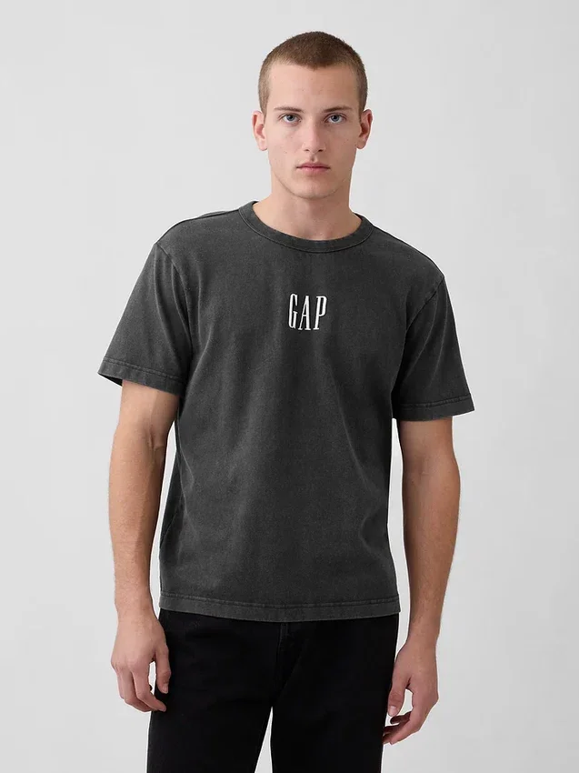 Schweres, locker sitzendes T-Shirt mit Logo