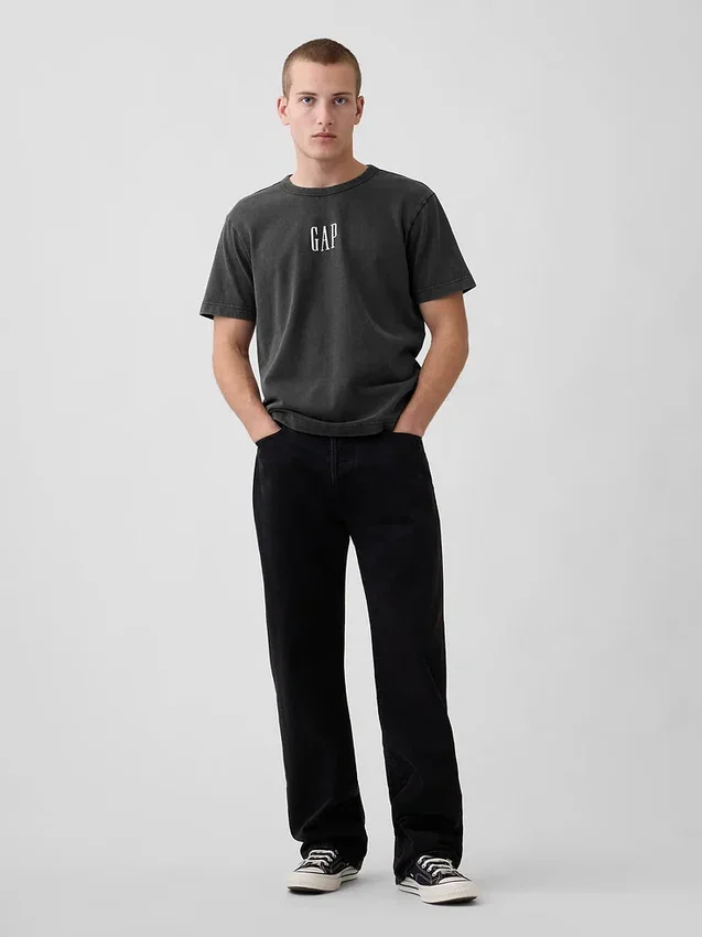 Schweres, locker sitzendes T-Shirt mit Logo