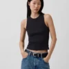 Schweres Tanktop mit Rippbündchen und Neckholder-Ausschnitt