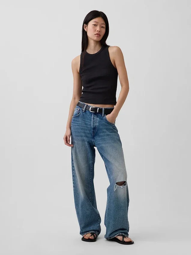 Schweres Tanktop mit Rippbündchen und Neckholder-Ausschnitt