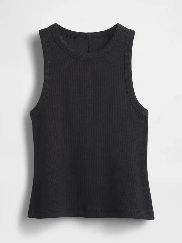 Schweres Tanktop mit Rippbündchen und Neckholder-Ausschnitt