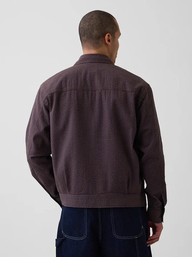 Seersucker-Hemdjacke mit Reißverschluss