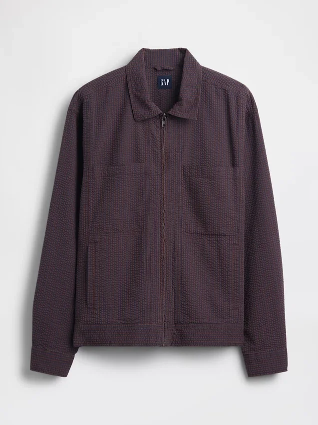 Seersucker-Hemdjacke mit Reißverschluss