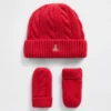 Set aus CashSoft-Mütze und Fäustlingen im Zopfmuster für Baby & Kleinkind