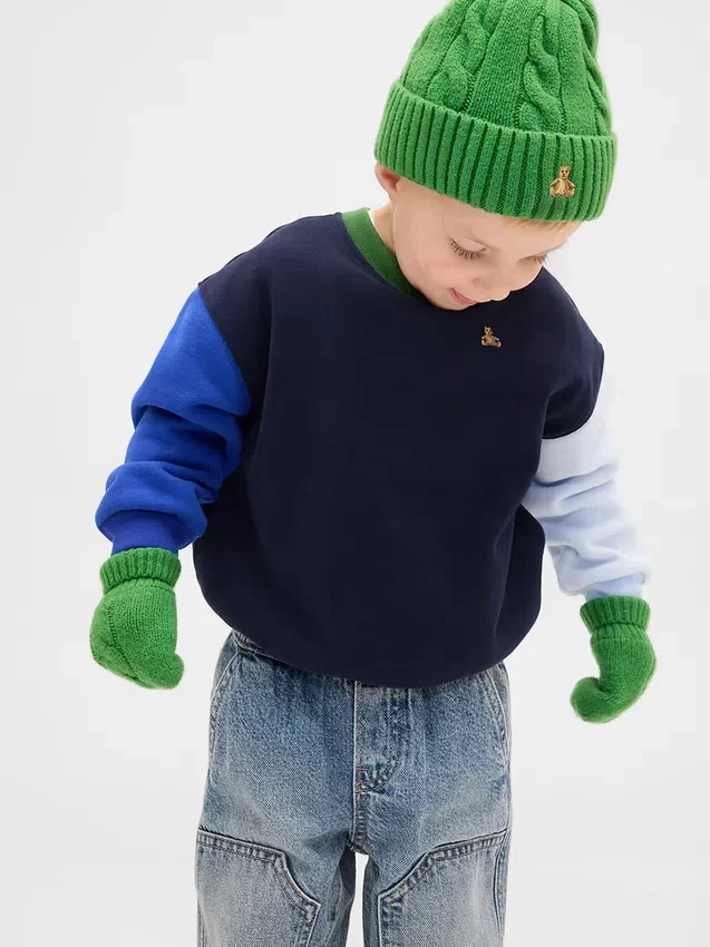 Set aus CashSoft-Mütze und Fäustlingen im Zopfmuster für Baby & Kleinkind