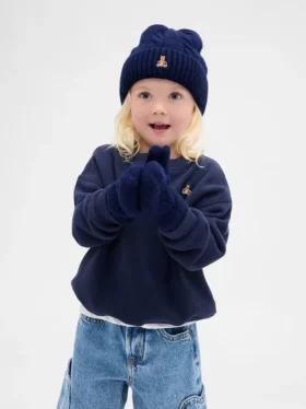 Set aus CashSoft-Mütze und Fäustlingen im Zopfmuster für Baby & Kleinkind