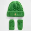 Set aus CashSoft-Mütze und Fäustlingen im Zopfmuster für Baby & Kleinkind