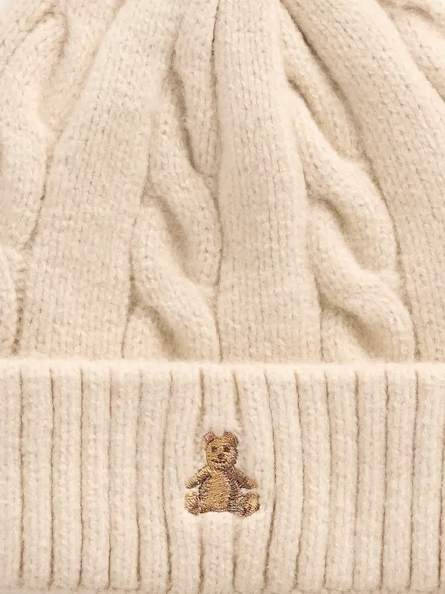 Set aus CashSoft-Mütze und Fäustlingen im Zopfmuster für Baby & Kleinkind