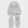 Set aus CashSoft-Rippmütze und Fäustlingen für Baby & Kleinkind