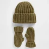 Set aus CashSoft-Rippmütze und Fäustlingen für Baby & Kleinkind