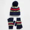 Set aus Hut mit Bommel und Handschuhen für Kinder