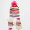 Set aus Hut mit Bommel und Handschuhen für Kinder