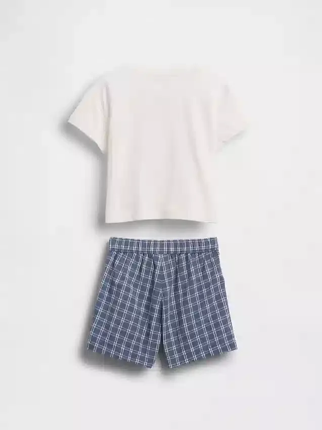 Set aus T-Shirt mit Baby-Hummer-Motiv und karierten Shorts