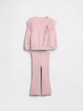 Set aus Tüll-Sweatshirt und gerippten Leggings mit ausgestelltem Bein für Baby & Kleinkind