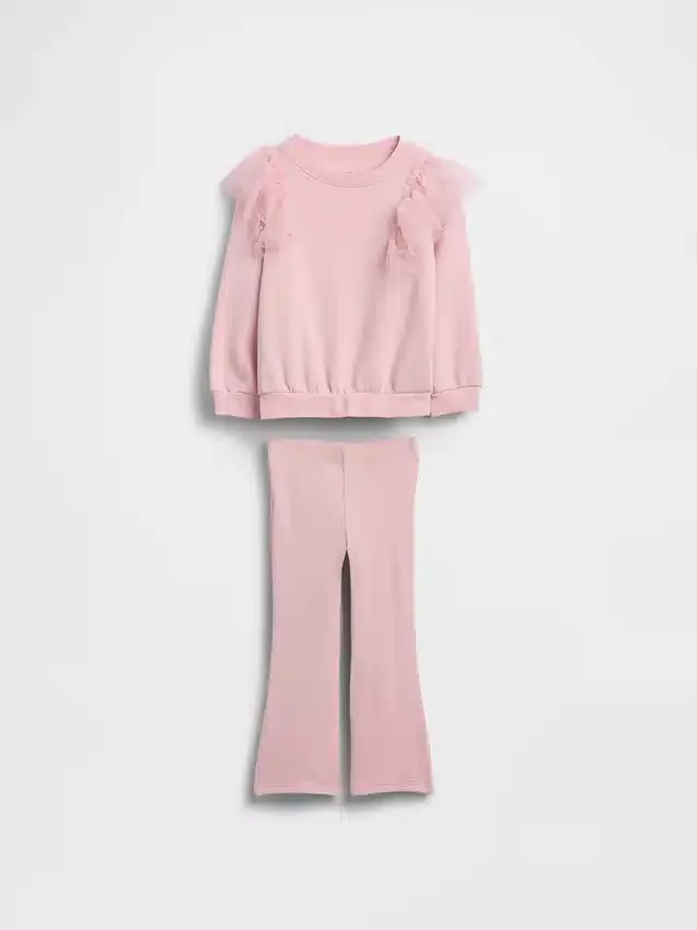 Set aus Tüll-Sweatshirt und gerippten Leggings mit ausgestelltem Bein für Baby & Kleinkind