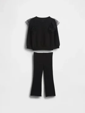 Set aus Tüll-Sweatshirt und gerippten Leggings mit ausgestelltem Bein für Baby & Kleinkind