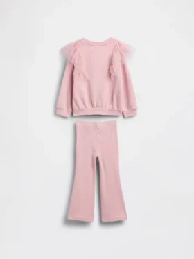 Set aus Tüll-Sweatshirt und gerippten Leggings mit ausgestelltem Bein für Baby & Kleinkind