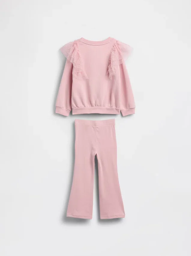 Set aus Tüll-Sweatshirt und gerippten Leggings mit ausgestelltem Bein für Baby & Kleinkind
