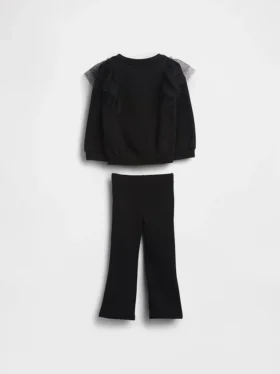 Set aus Tüll-Sweatshirt und gerippten Leggings mit ausgestelltem Bein für Baby & Kleinkind